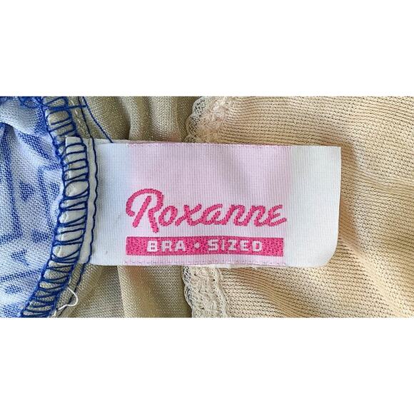 1980s Roxanne Blue White Geometric Pattern One Piece Swim Suit Size 14 NWT - Picture 4 of 6